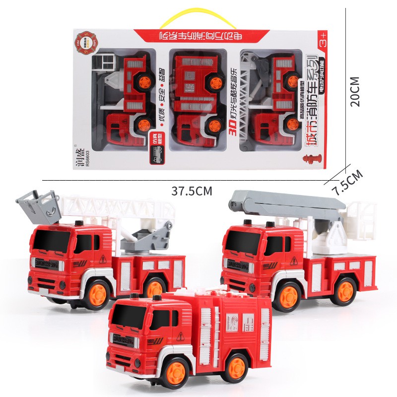 [Mã LIFETOYS1 giảm 30K đơn 99K] Bộ 6 xe công trình - Bộ xe cứu hỏa, Kích thước lớn - Nhựa cao cấp an toàn