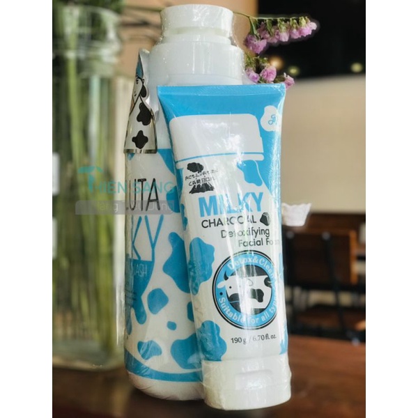 Sữa tắm bò Gluta milky Aron 800ml tặng kèm sữa rửa mặt 200ml