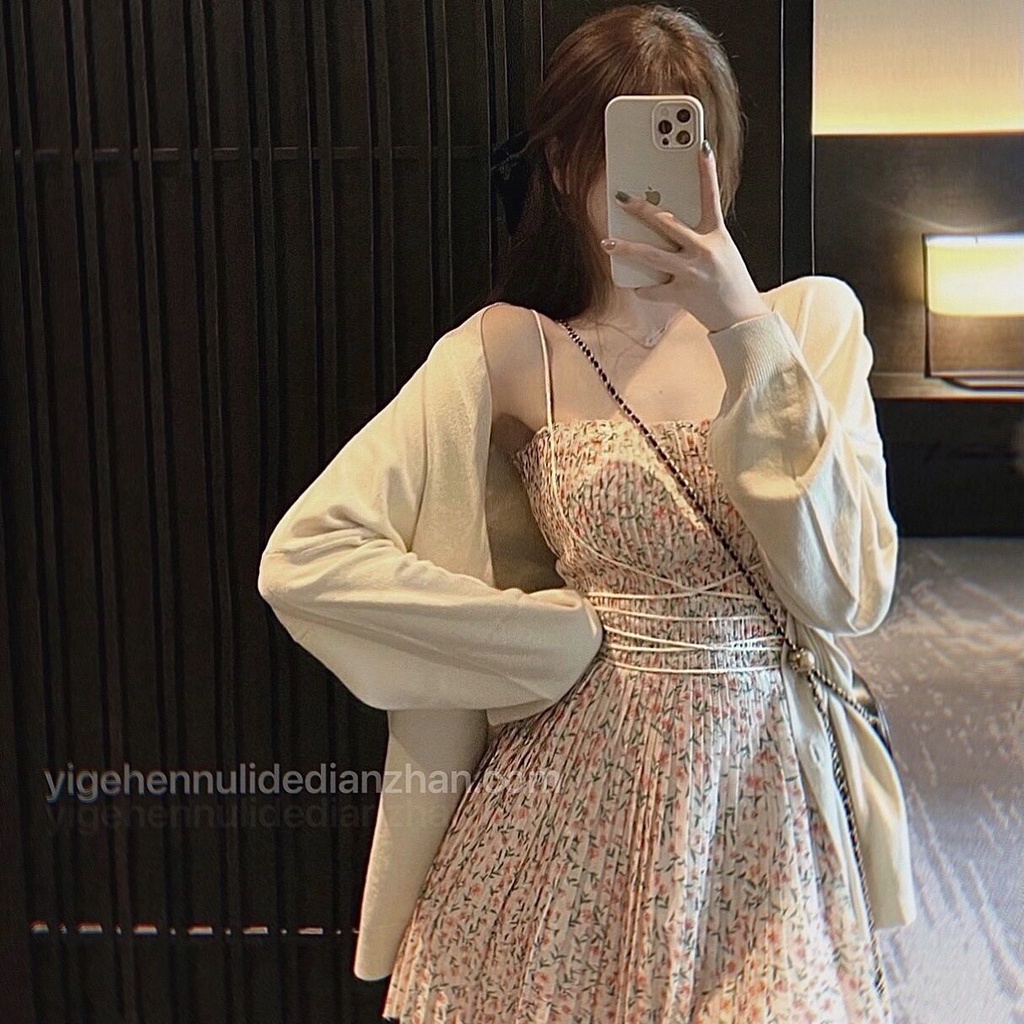 Áo Khoác Cardigan Dệt Kim Màu Sắc Tinh Khiết Thời Trang Xuân Thu Phong Cách Pháp