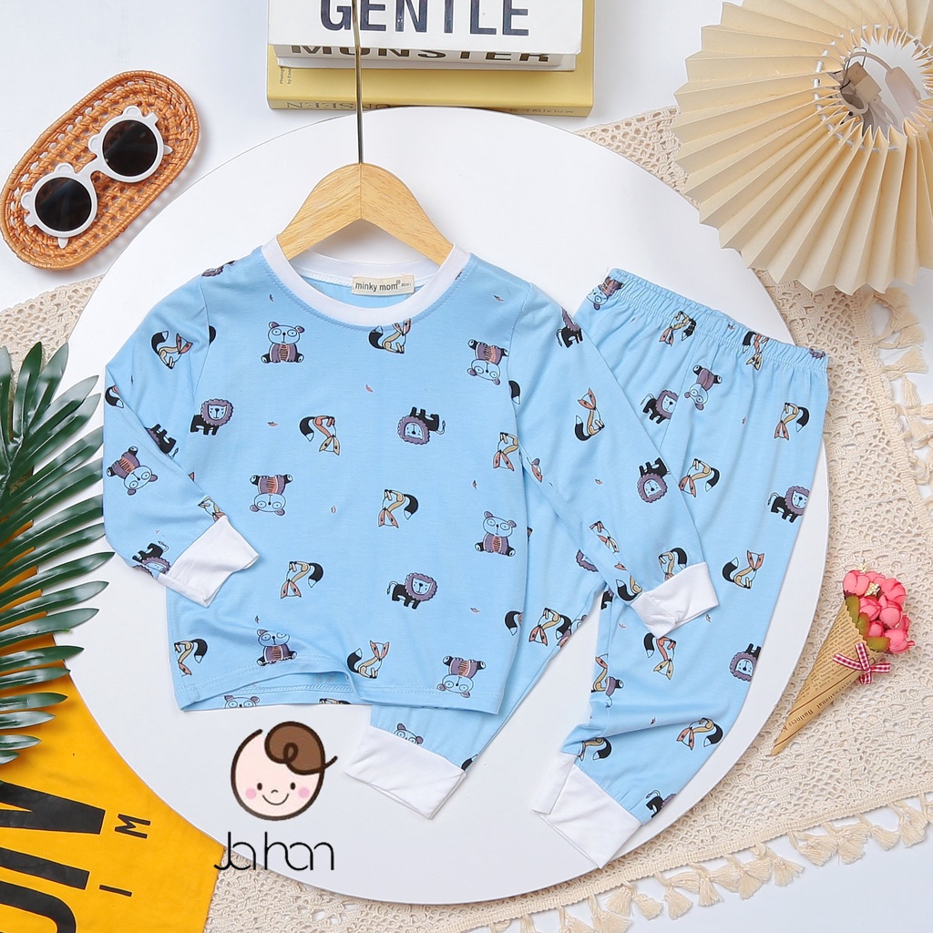 [SALE] Bộ Quần Áo Bé Gái, Bé Trai Minky Mom Hoạ Tiết Mây Hồng, Bộ Dài Tay Thun Lạnh Cho Bé Mặc Nhà Thu Đông MKMTD2212