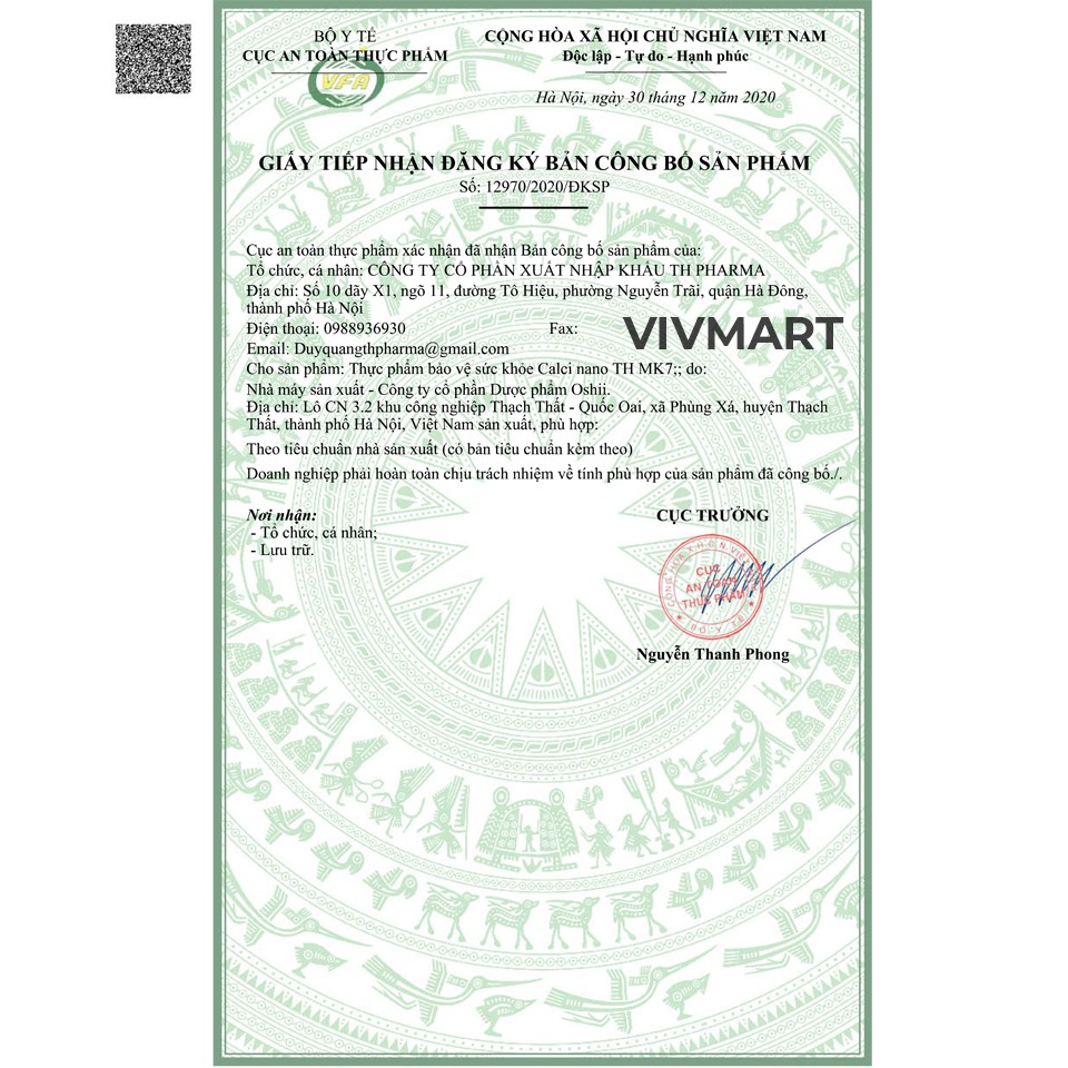 [GIÁ SỈ] CALCI NANO TH MK7- tăng chiều cao, Giảm còi xương ở trẻ, Giảm loãng xương người cao tuổi