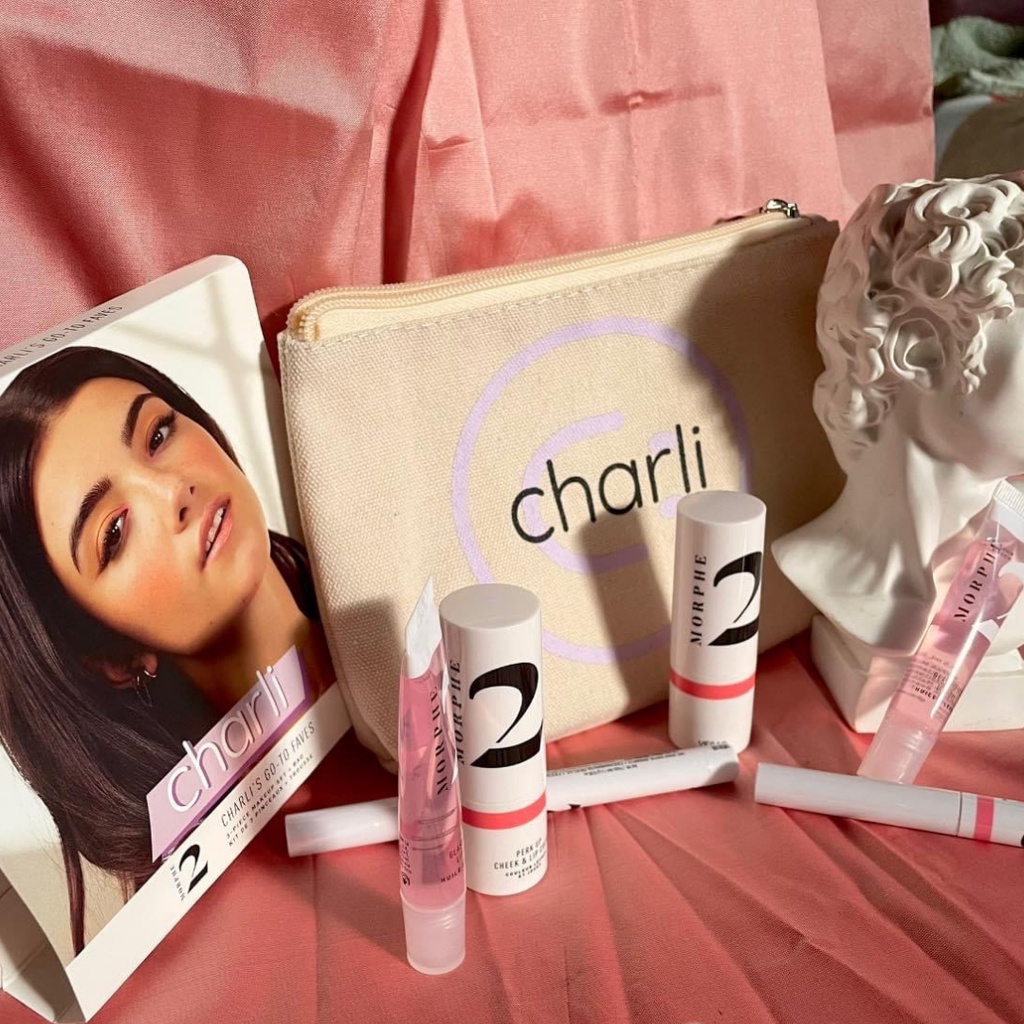 Túi makeup phấn mắt, má hồng, dưỡng môi Morphe CHARLI và DIXIE’S GO-TO FAVES 3-PIECE