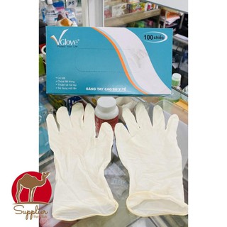 GĂNG TAY Y TẾ VGLOVE/ GĂNG TAY Y TẾ CÓ BỘT - HỘP 100 CHIẾC (50 ĐÔI). MSP: DBH015