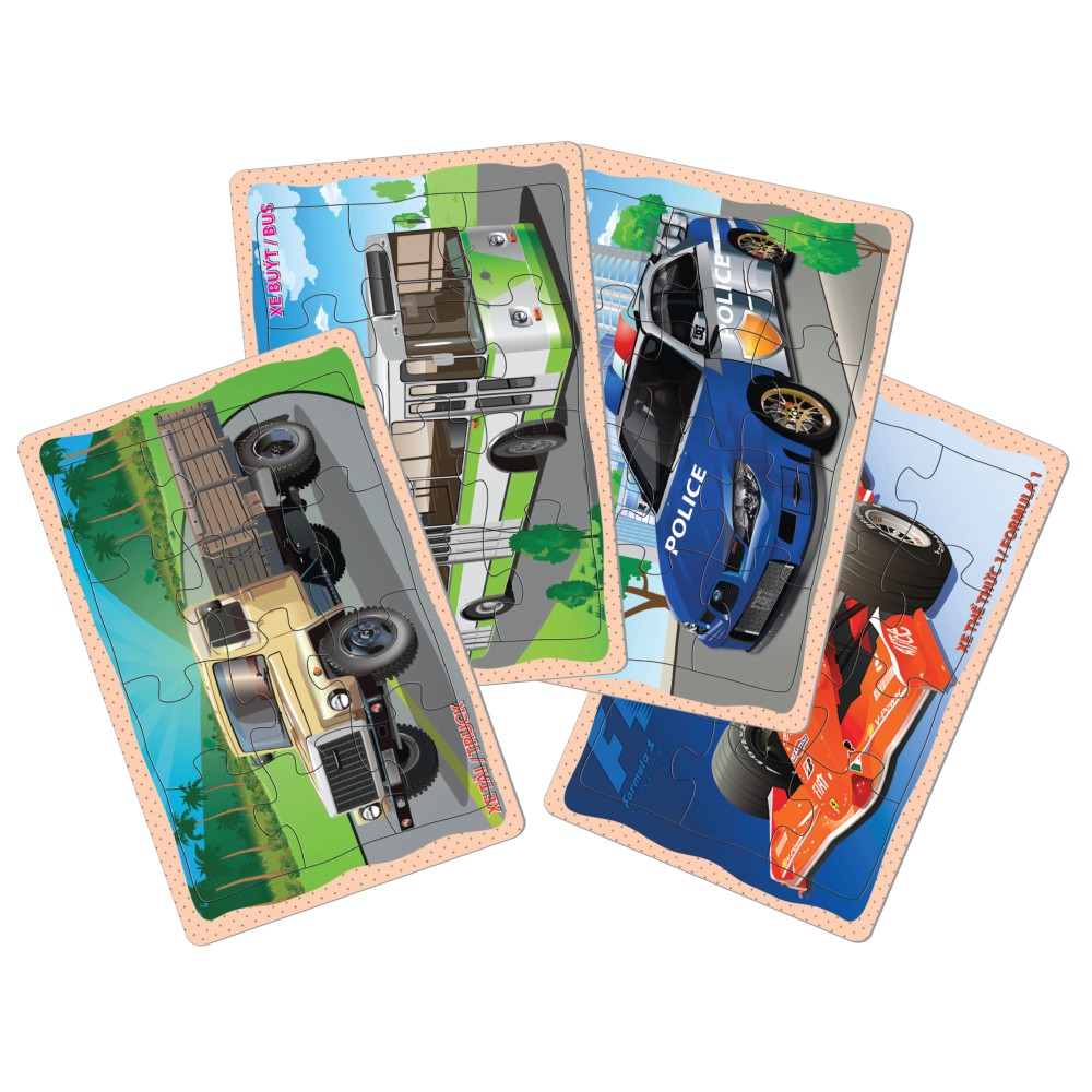 Tranh xếp hình Tia Sáng Jigsaw Puzzle 12 mảnh phát triển trí tuệ cho bé - Ô TÔ  - MSP: A5-025