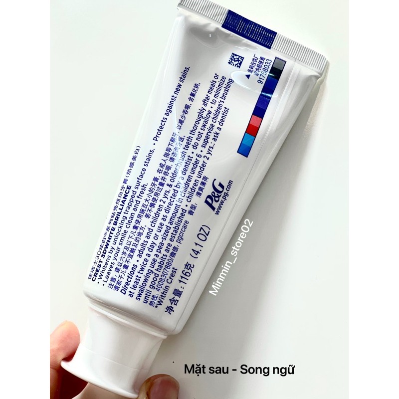 [CÓ SẴN] KEM CREST 3D WHITE 116G - 90G TUÝP LỚN TRẮNG RĂNG VƯỢT TRỘI HÀNG NHẬP TMALL (MẪU TIẾNG TRUNG TRÊN HỘP)