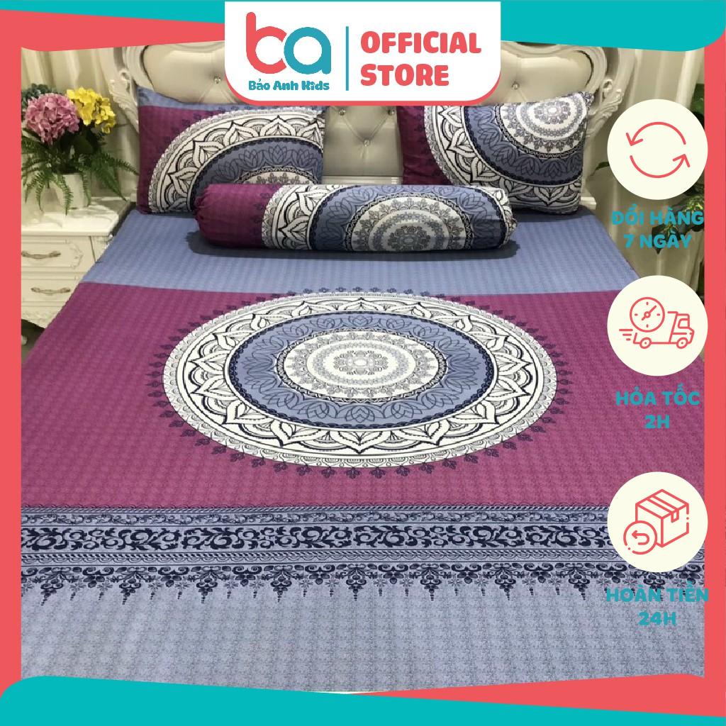 Bộ ga gối 4 món họa tiết độc đáo trống đồng - Thun Hàn Quốc  size m6x2m, m8x2m -  ga, vỏ gối, vỏ ôm