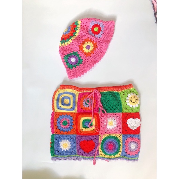 Chân váy ghép ô vuông hamade