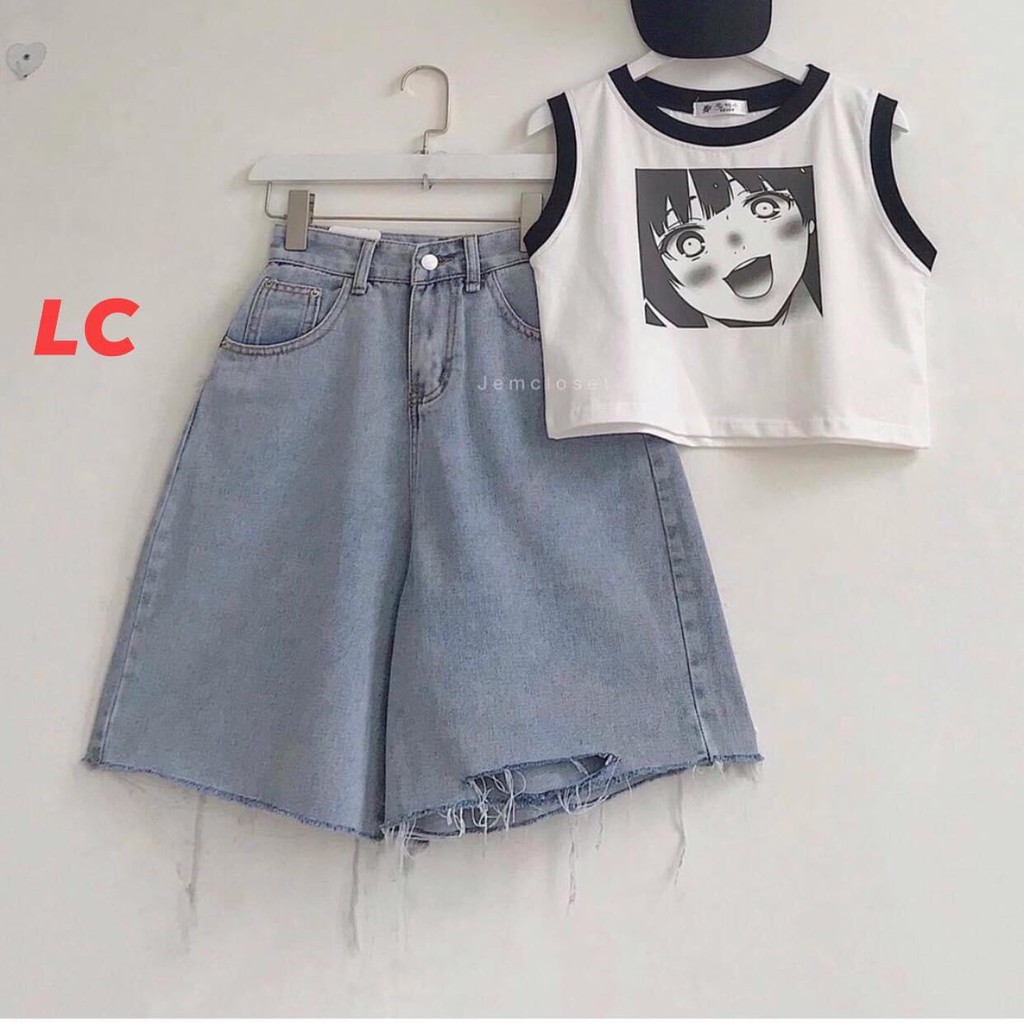 Quần short jean LỬNG ngắn rách gối Unisex nam nữ đủ size