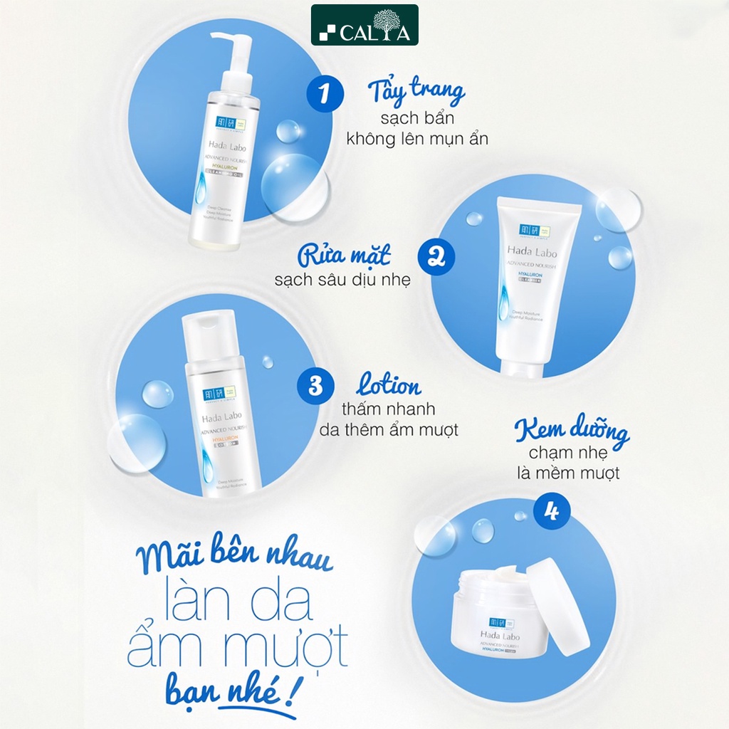 Bộ Dưỡng Da Hada Labo Trắng Dưỡng Ẩm Tối Ưu - Hada Labo Advanced Nourish Màu Trắng (Nước Tẩy Trang + SRM + Lotion + Kem)