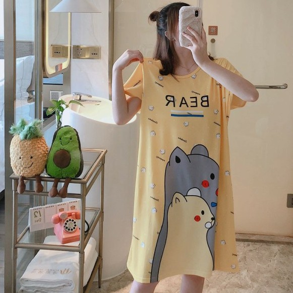 Váy Ngủ Cotton Cute 003 Dáng Rộng Hàng Chất Đẹp Siêu Yêu