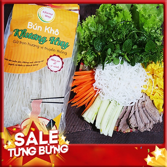 Bún Khô Khương Huy/ Bún Gạo Khương Huy - Chỉ 3 Phút Nấu Không Cần Ngâm - Bún Khô Khương Huy Gói 300g