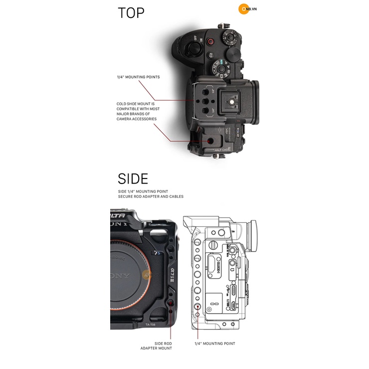 Tilta TA-T18-HCC Half Cage Khung bảo vệ máy ảnh Sony Alpha a7s3
