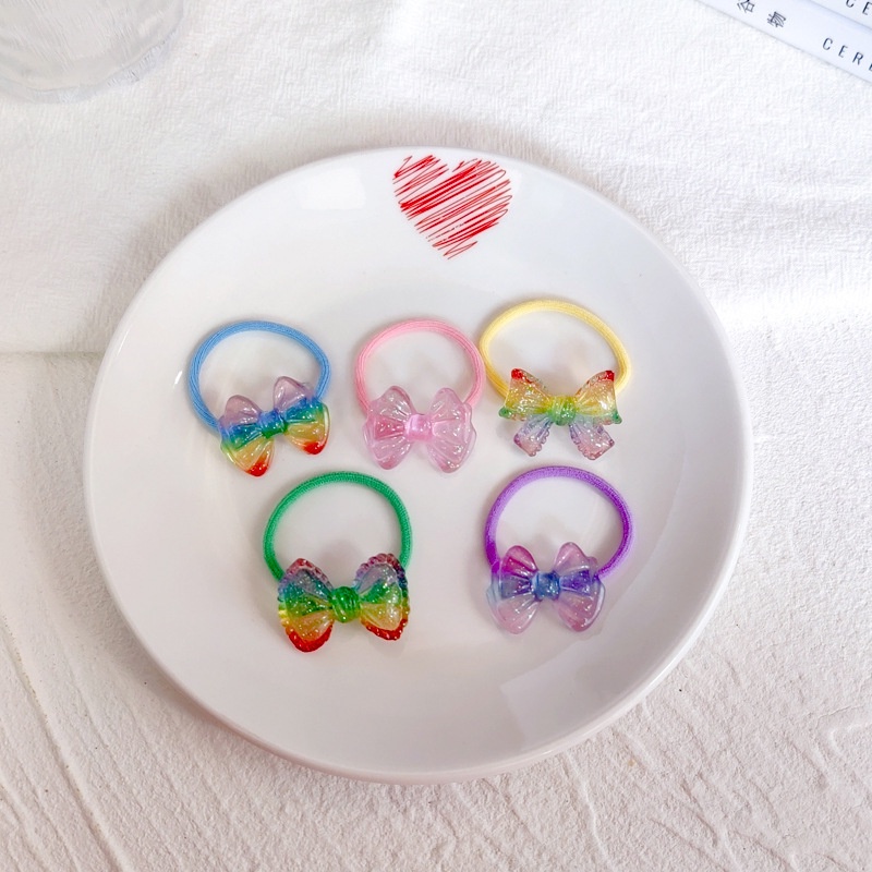 Set 2 Dây Cột Tóc Co Giãn Trong Suốt Họa Tiết Hoạt Hình Xinh Xắn Cho Bé Gái