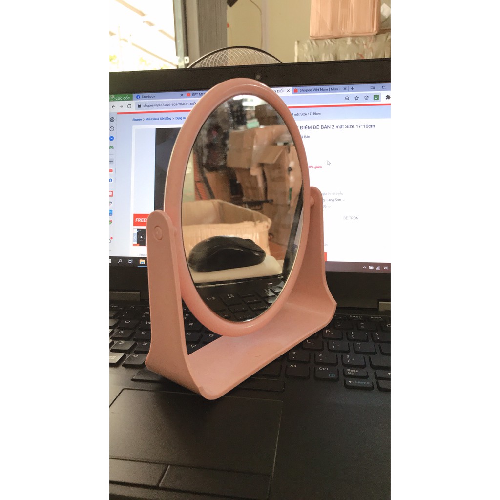 GƯƠNG SOI TRANG ĐIỂM ĐỂ BÀN 2 mặt Size 17*19cm