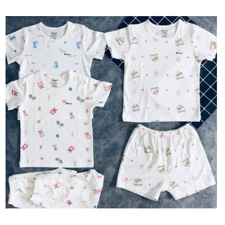 Bộ quần áo cọc tay cotton thun lạnh A3 minky mom mặc mùa hè  cho bé từ 0 tháng đến 18 tháng tuổi