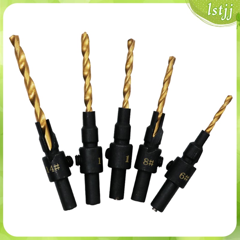 5Pcs Countersink Drill Bit Set with Hex Shank Sets Carpentry Tools