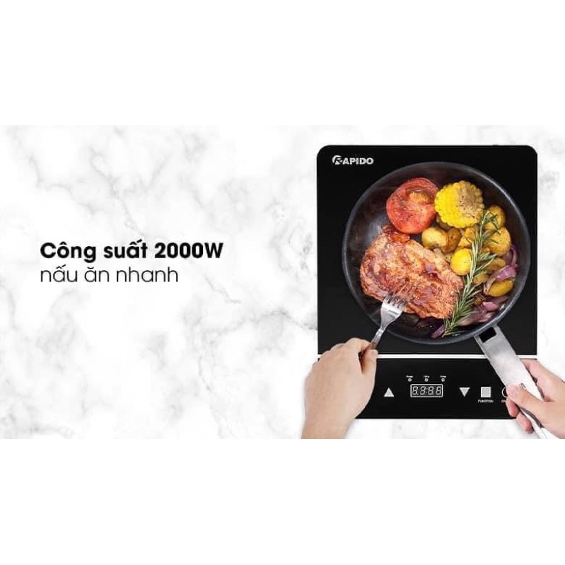 BẾP TỪ ĐƠN VÀ BẾP HỒNG NGOẠI ĐƠN Í2000EC - HÀNG CHÍNH HÃNG CỦA RAPIDO