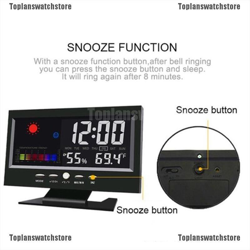 Đồng Hồ Báo Thức Điện Tử Màn Hình Màu LCD Hiển Thị Thời Tiết