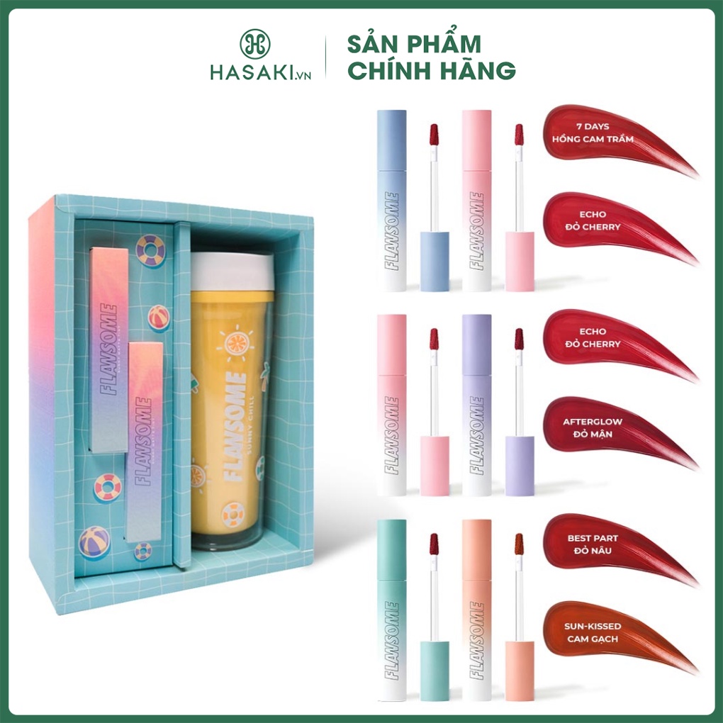 Set 2 Son Trang Điểm Flawsome + Quà Tặng Bình Nước Xinh Xắn Hasaki sản phẩm chính hãng