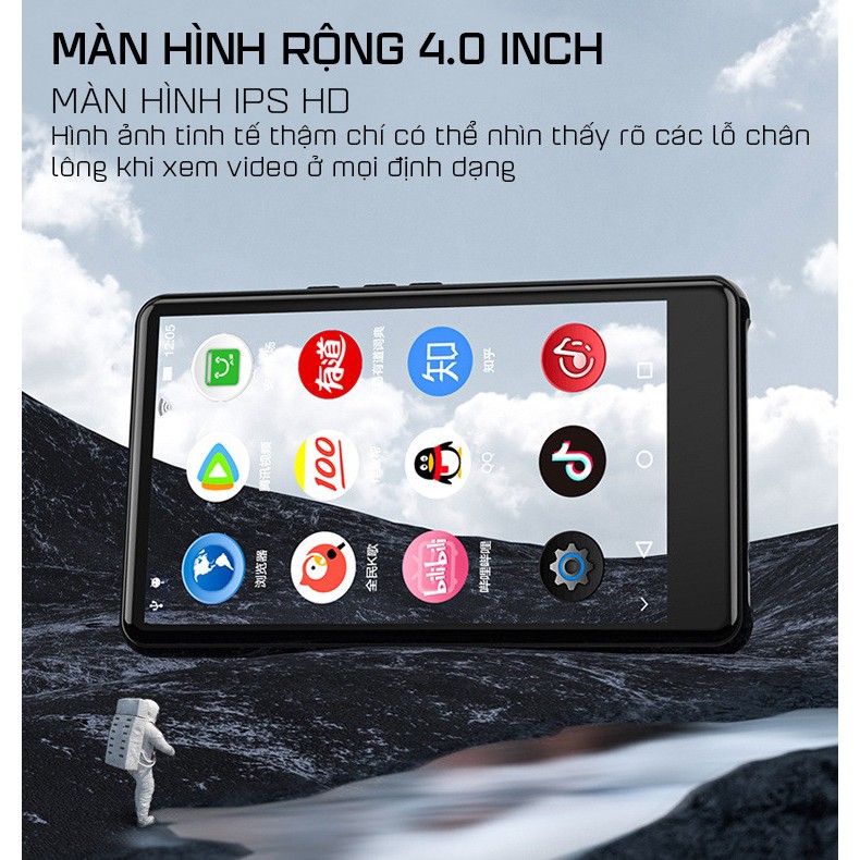 Máy Nghe Nhạc Android MP4 Màn Hình Cảm Ứng 4.0 Inch Kết Nối Bluetooth WiFi Ruizu H6 Bộ Nhớ Trong 8GB - Hàng Chính Hãng