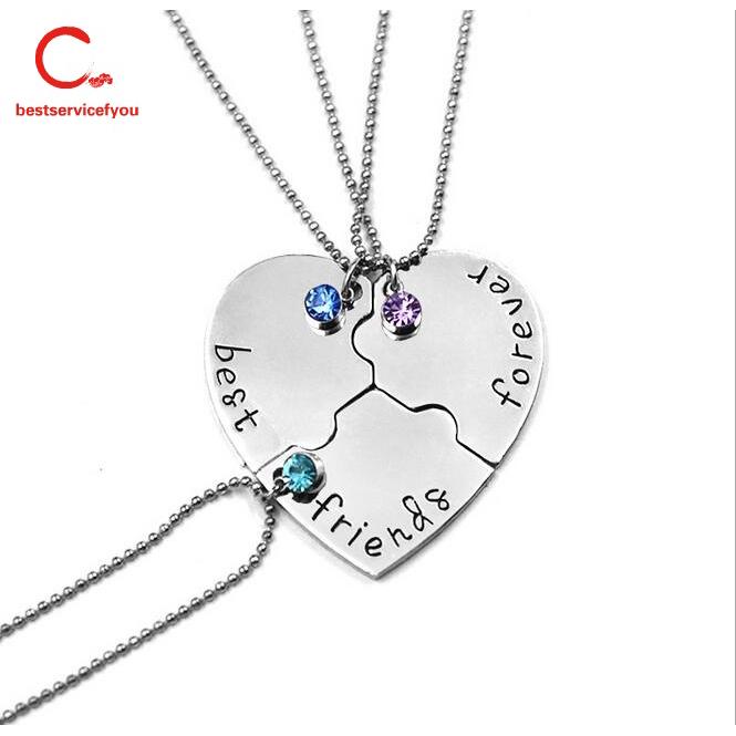 Set 3 dây chuyền kết hợp họa tiết chữ "Best Friend Forever"