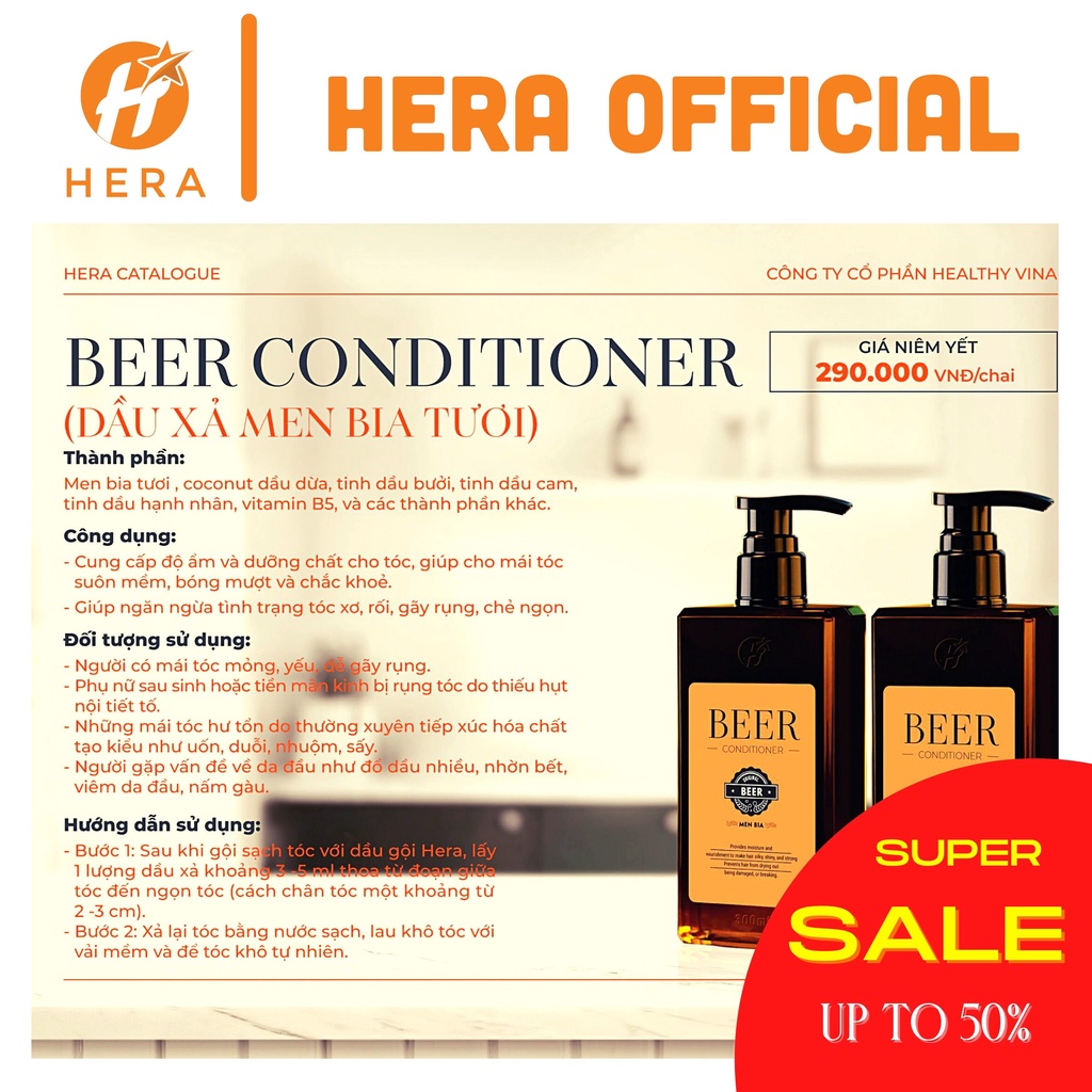 Dầu gội + Dầu xả + Tinh dầu HERA Beer Shampoo – Dầu gội thiên nhiên ngăn rụng tóc và kích thích mọc tóc