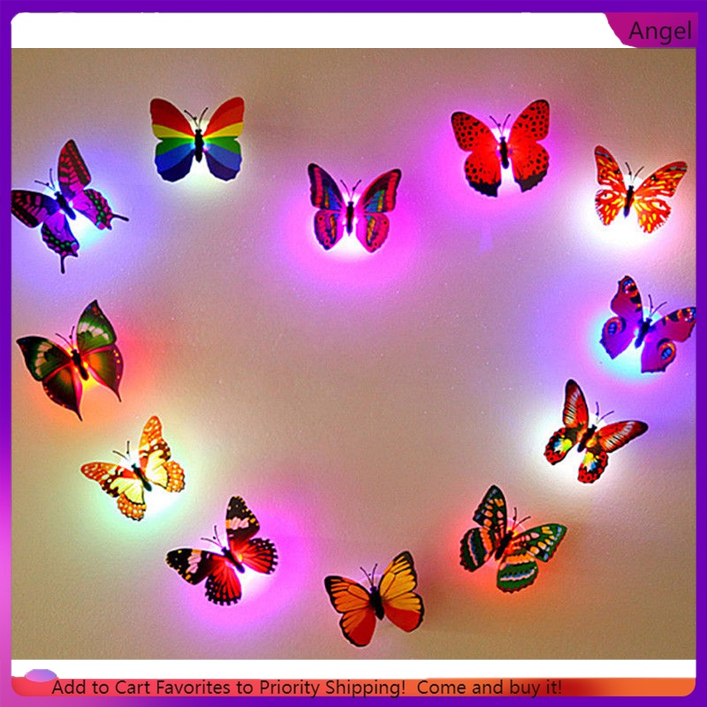 ☺ 1 Đèn LED Mini Hình Bươm Bướm Nhiều Màu Bằng Nhựa Để Trang Trí Phòng Ngủ Cho Bé