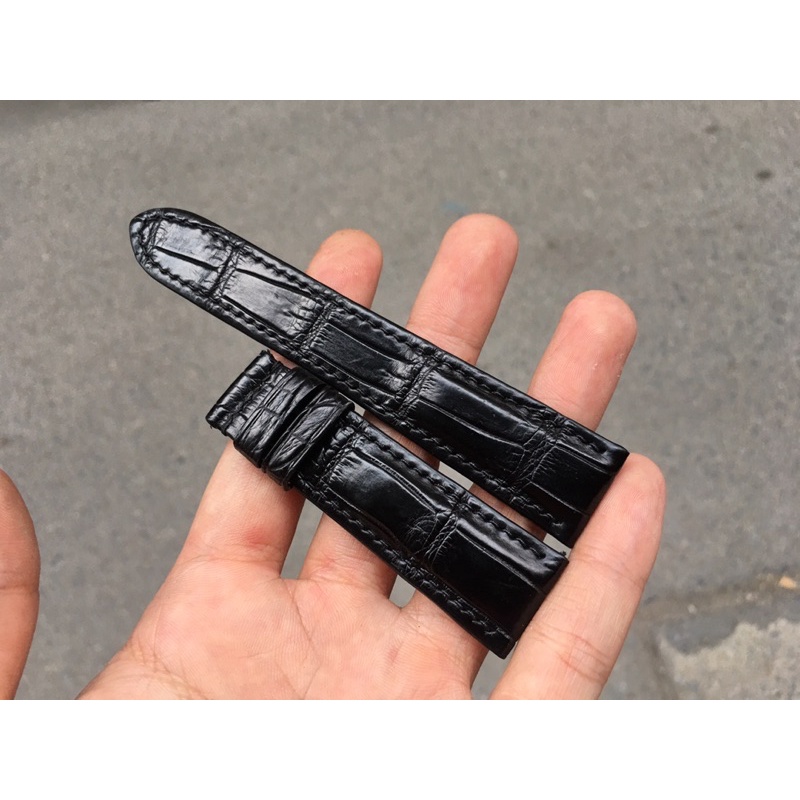 Dây đồng hồ da cá sấu nhập khẩu khâu tay handmade