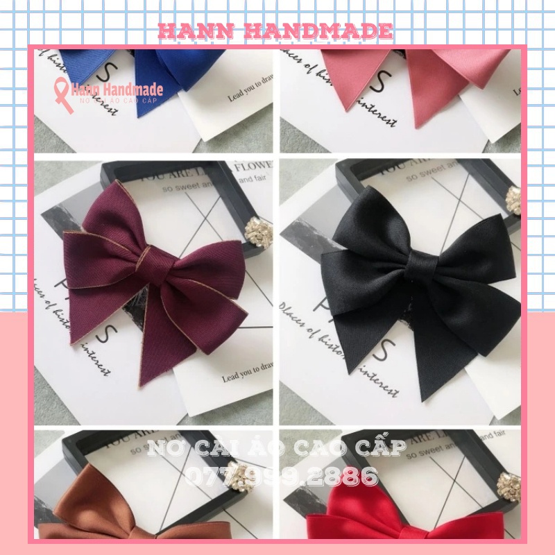 Nơ cài áo ️ 𝑭𝒓𝒆𝒆𝒔𝒉𝒊𝒑 nơ cài cổ áo nữ cao cấp làm thủ công có nhiều màu [HANN- Hoa cài áo, pk thời trang]