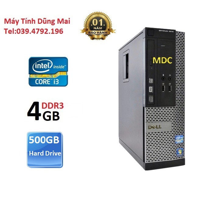 Case máy tính đồng bộ dell Optiplex 3010/7010 Core i3/Ram 4GB/ổ cứng HDD 500GB. Tặng usb thu wifi. Hàng Nhập Khẩu