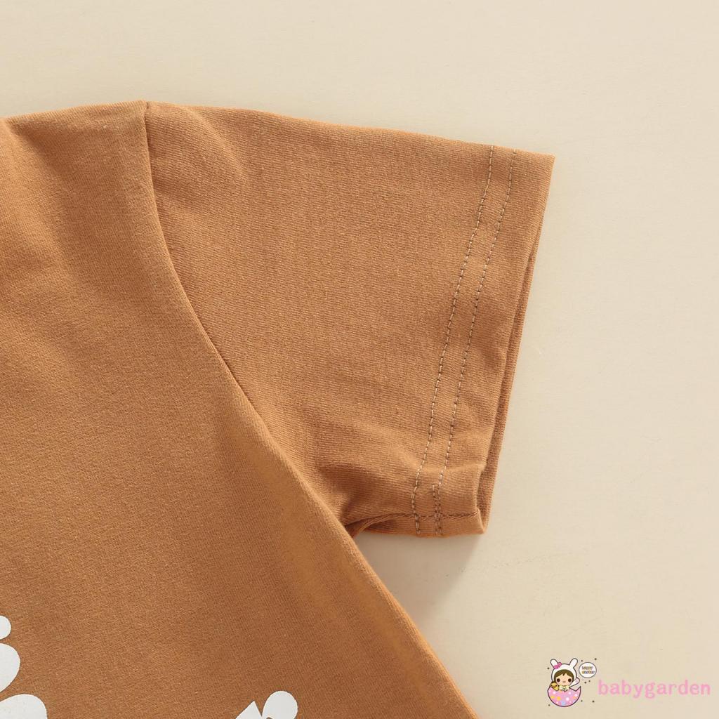 Set Áo Thun Tay Ngắn Cổ Tròn In Chữ + Quần Short Lưng Thun Thời Trang Mùa Hè Cho Bé Trai 1-5 Tuổi