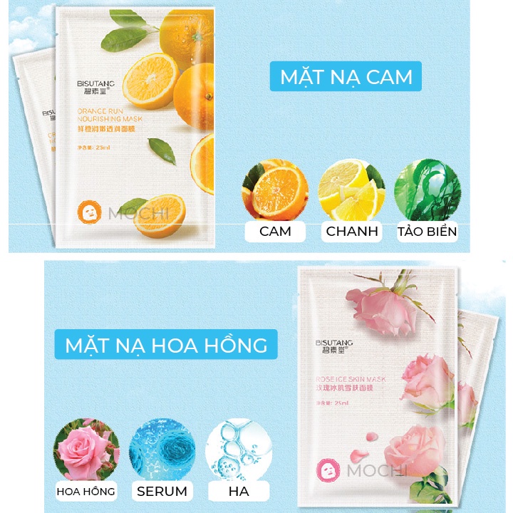 Mặt Nạ Trái Cây 8 Vị Rainbow Dưỡng Trắng Da l Cấp Ẩm l Giảm Mụn Dầu Mask Giấy Đắp Mặt Bisutang Nội Địa Trung MOCHI SHOP