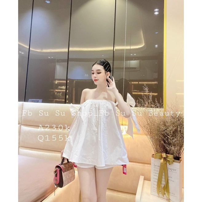 ÁO BẸT VAI XINH PHỐI DÂY CỘT NƠ XINH CÔNG CHÚA B20