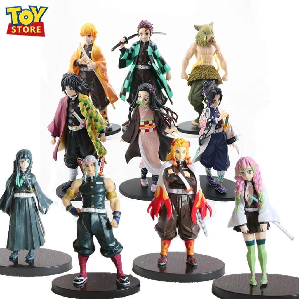 Mô Hình Nhân Vật Anime Kimetsu No Yaiba，thanh Gươm Diệt Quỷ Figure Anime, Mô Hình Tanjiro, Zenitsu, Nezuko, Rengoku