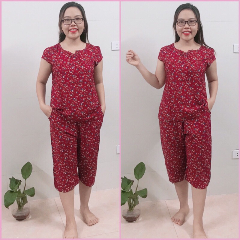 Bộ Lanh Nhung Tay Hến Quần Ngố San San, Bộ Nữ Mặc Nhà