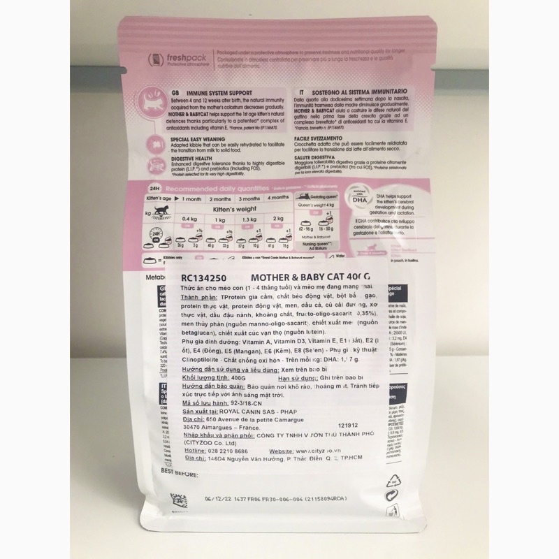 Thức Ăn Cho Mèo ROYAL CANIN MOTHER BABY CAT Túi 2kg và 400gr - Dinh dưỡng vượt trội