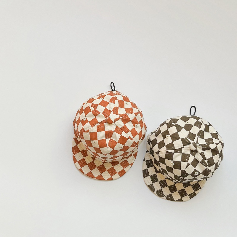 Baby Hat Thin Checkerboard Adjustable Short Eaves Kids Baseball Cap