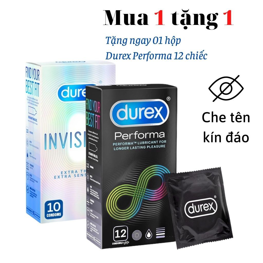 Bao cao su Durex invisible siêu mỏng, an toàn, uy tín hộp 10c bcs