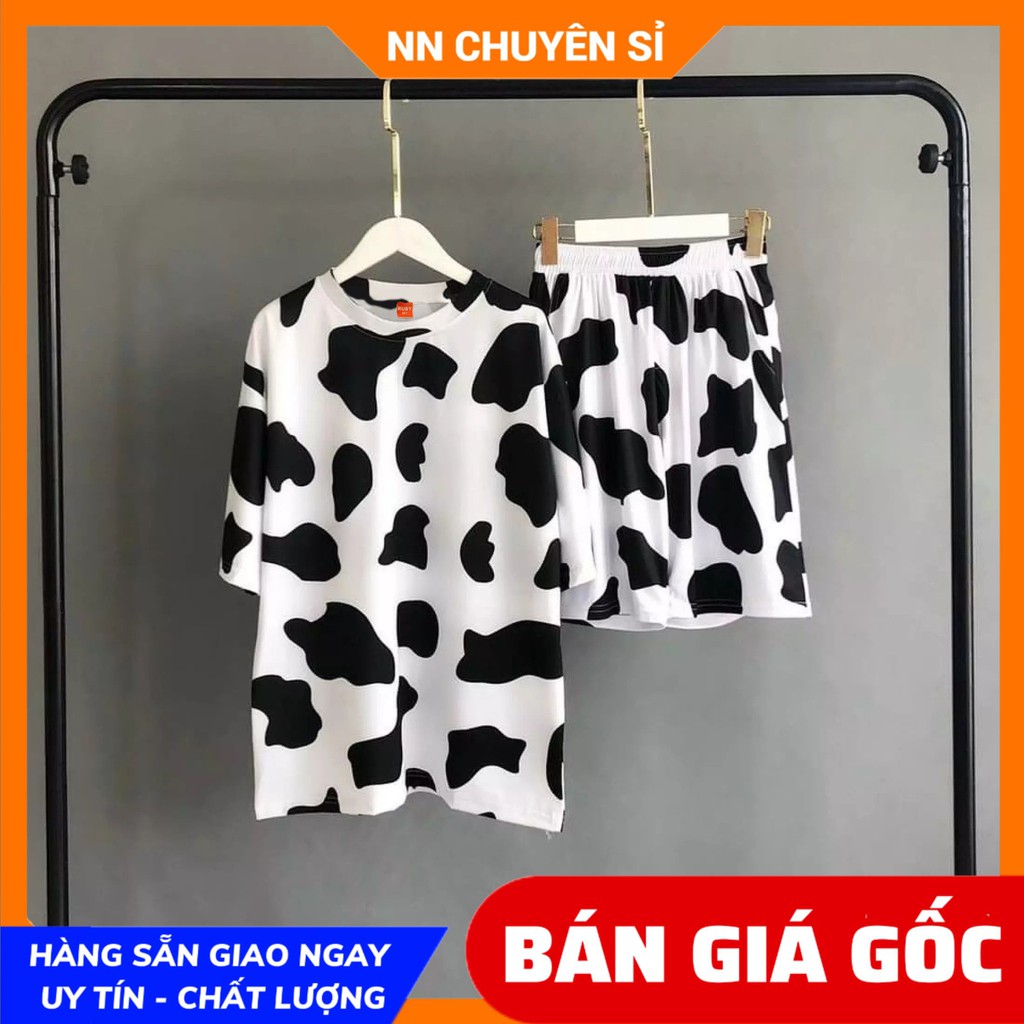 Đồ bộ bò sữa cho bé & người lớn đến 70kg vải thun mềm mịn mát co giãn tốt đồ trẻ em bé gái bé trai DBRBD FULL SIZE