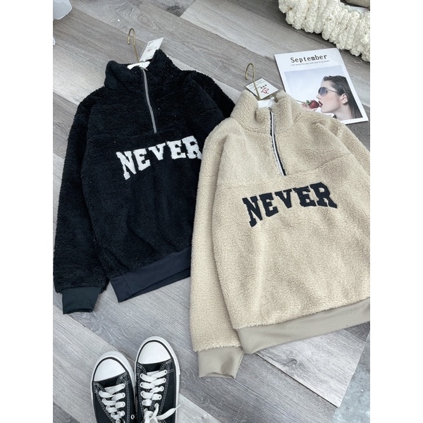 áo lông never cổ trụ kéo khoá/áo hoodie lông | BigBuy360 - bigbuy360.vn