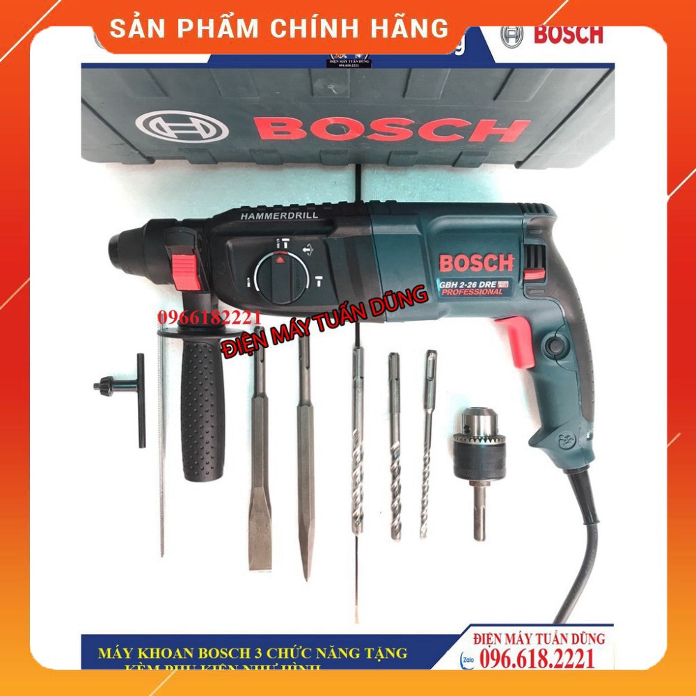 [GIÁ GỐC] Máy khoan bê tông 3 chức năng Bosh 2_26 800W KÈM ĐẦU KHOAN SẮT, GỖ VÀ 5 MŨI KHOAN, ĐỤC BÊ TÔNG [CAM KẾT CHÍNH 