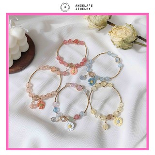 Vòng đeo tay đính hoa ccúc xinh xắn dành cho nữ (Hàng có sẵn)