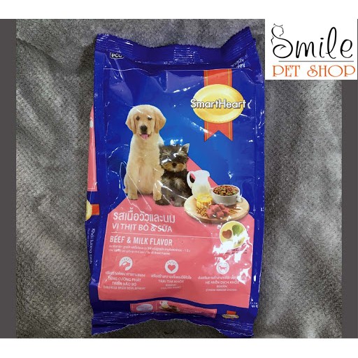 [RẺ NHẤT] Thức ăn hạt khô SMARTHEART cho chó con vị bò&sữa 400gr - Smile Pet Shop