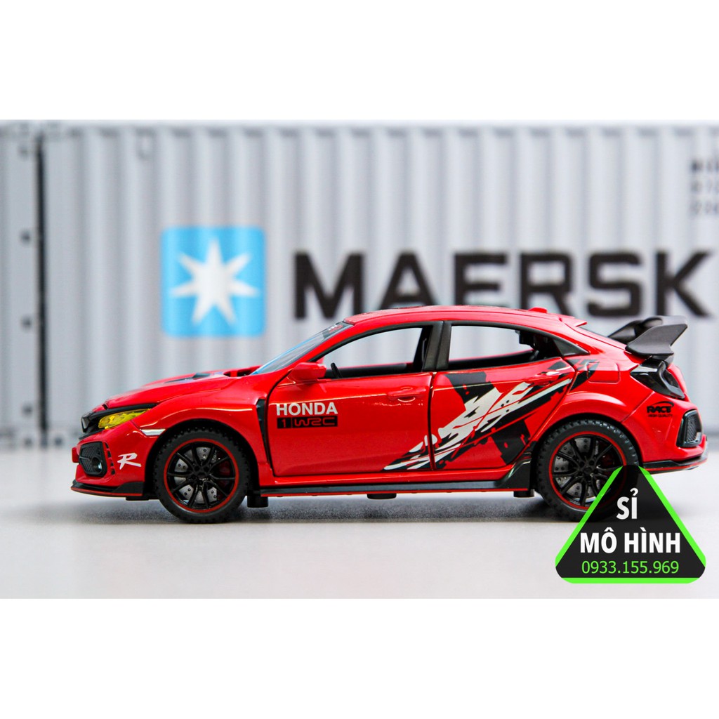 Mô hình xe dân dụng Honda Civic Type R mở hết cửa tuyệt đẹp 1:32 Đỏ