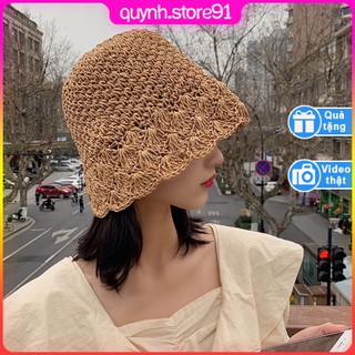 Mũ cói vành nhỏ cụp đi biển dễ thương