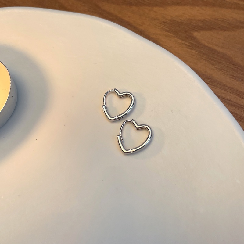 Khuyên Tai Bạc Hình Trái Tim Đơn Giản Thời Trang