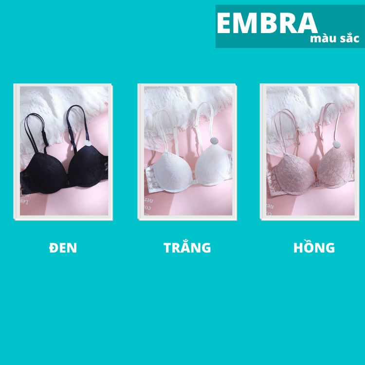 Áo lót nữ có gọng quả chéo khuy cài trước hoạ tiết ren hoa sexy mút 1cm mã EBALCG19