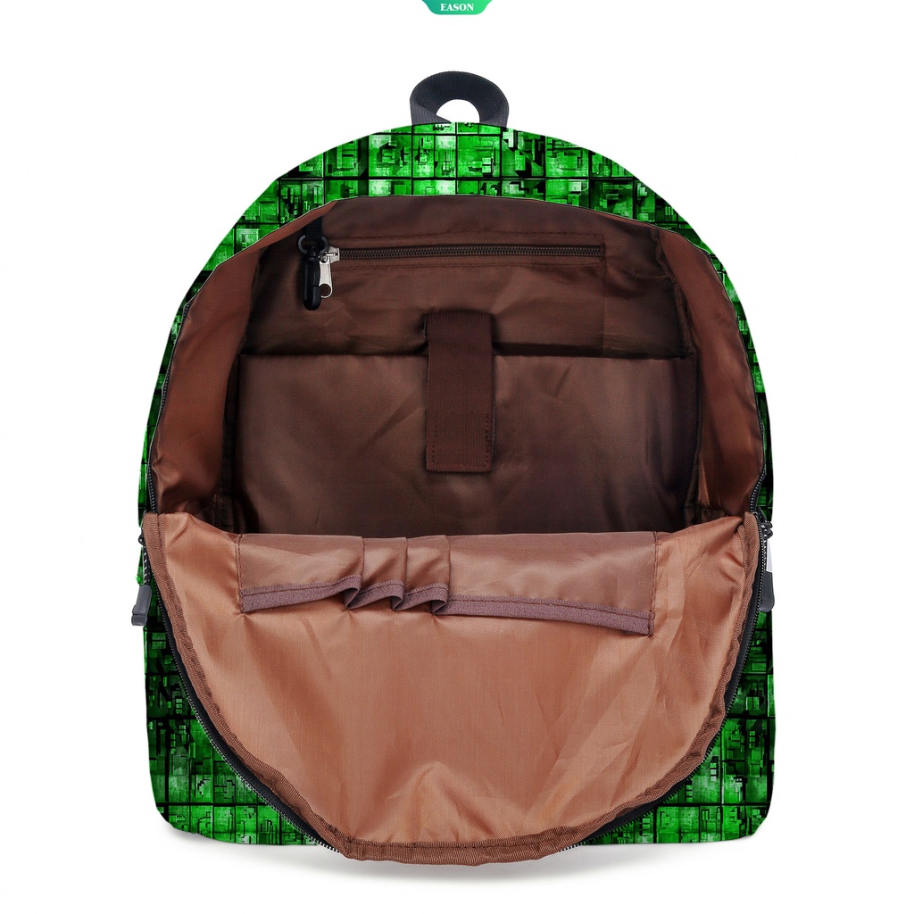 Ba Lô Nylon Chống Nước In Hình Nhân Vật Hoạt Hình Minecraft Thời Trang