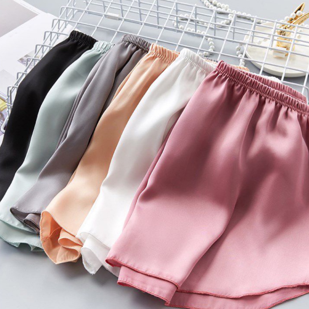 Quần short nữ mặc nhà chất lụa satin dáng sooc nữ mặc nhà ngắn size lớn 40 - 65kg - GoF Store