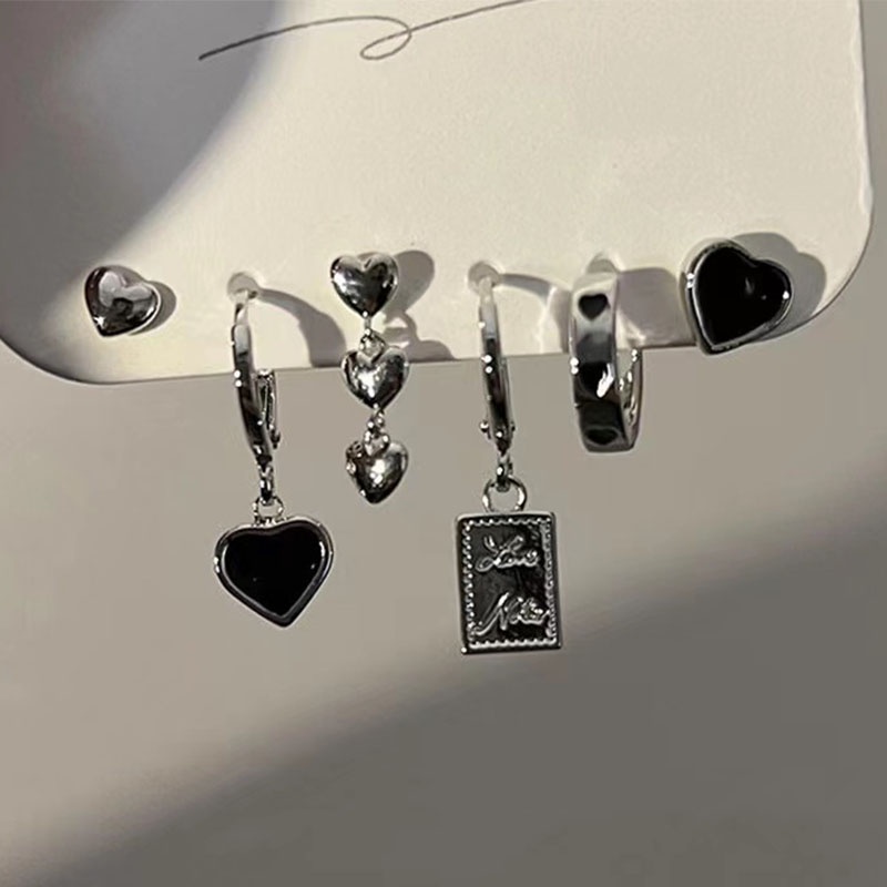 Set 6 Hoa Tai Hình Trái Tim Thời Trang Cho Nữ